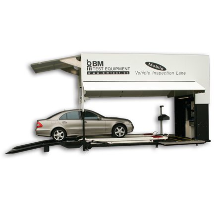 Mobile vehicle inspection lane in trailer